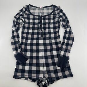 Victoria’s Secret Plaid Ribbed Sleep Romper
